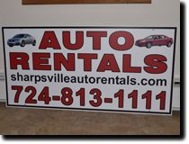 Sharpsville Auto Rentals Sign by RG Graphix.