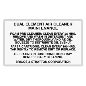 Briggs & Stratton Air Cleaner Decal, TM649.