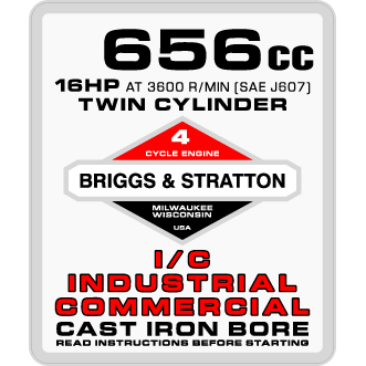 Briggs & Stratton 16HP, Twin Cylinder Engine Decal, TM703.