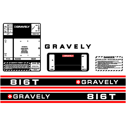 Gravely 816T Tractor Decal Set, TM566.