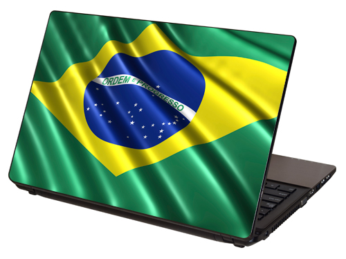 "Brazilian Flag, Flag of Brazil" Laptop Skin by RG Graphix.