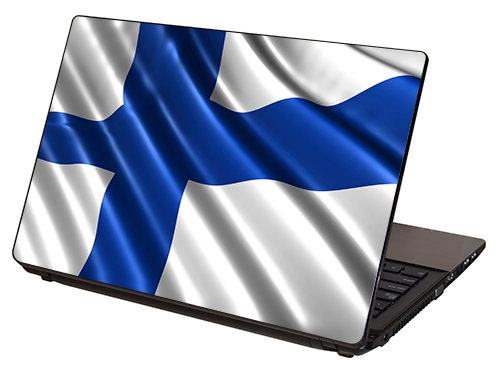 "Finnish Flag, Flag of Finland" Laptop Skin by RG Graphix.