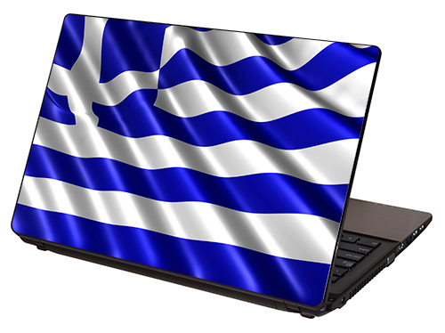 "Greek Flag, Flag of Greece" Laptop Skin by RG Graphix.