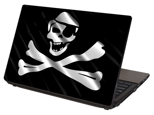 "Pirate Skull With Eye Patch Flag" Laptop Skin by RG Graphix.