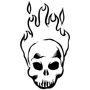 Economy Skull Decals- Flaming Skull.