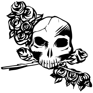 Economy Skull Decals- Skull and Roses.
