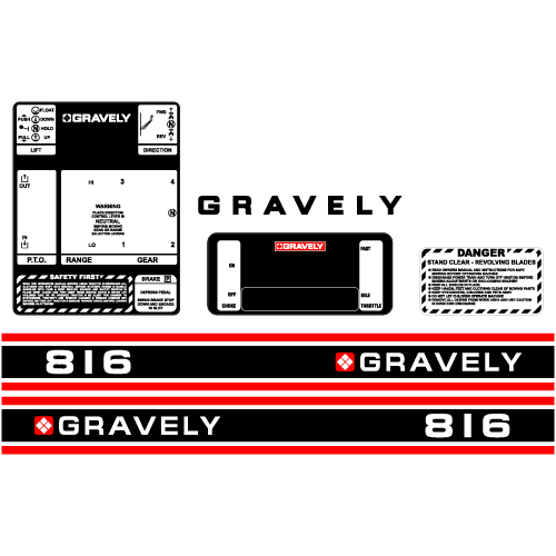 GRAVELY GARDEN TRACTOR BLACK  VINYL DECALS X 2 STICKERS 1.6" X 11"