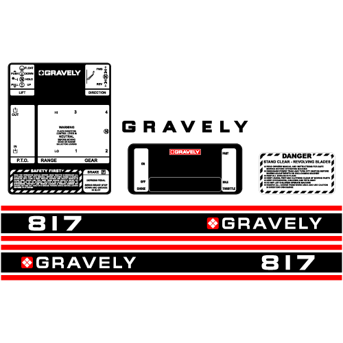 Gravely 817 Tractor Decal Set, TM523.