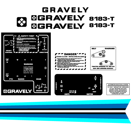 Gravely 8183-T Tractor Decal Set, TM724.