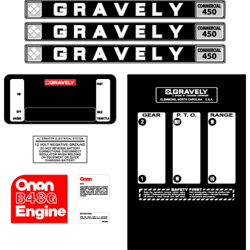Gravely Commercial 450 Tractor Decal Set, TM766.