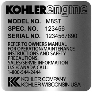 NEW Copy of old Sticker 3.5"X 6.75  Kohler Engines Black and White Vinyl 